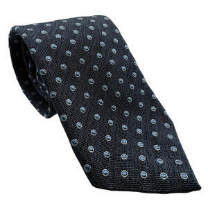 Altea Silk Cotton Blend Neck Tie Polka Dot Blue 3.25" x 62"